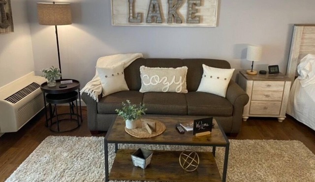 Elkhart Lake Wisconsin. One King Bed and Pullout Sofa Suite.