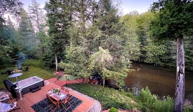 Firefly Lodge on the Boardman River with Hot Tub and Woodstove - Special Pricing for 2 Guests