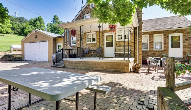 Game Room + Patio: Hilltop Home in Hocking County