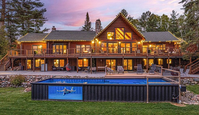 HEATED POOL! Private Lake Lodge - Sleeps 76+! 13,000SF, 850' Shoreline, 54 Beds!