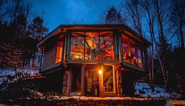Imaginative Octogonal Glass Treehouse on Seven Private Acres near Great Barrington, MA