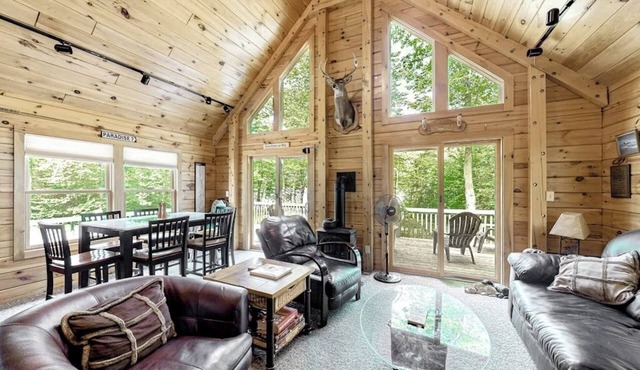 Lakefront cabin on First Roach Pond with dock, lake view & firepit- dog-friendly