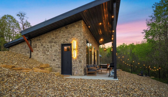 Luxe Stone Cabin | Custom Cave Shower | Hot Tub