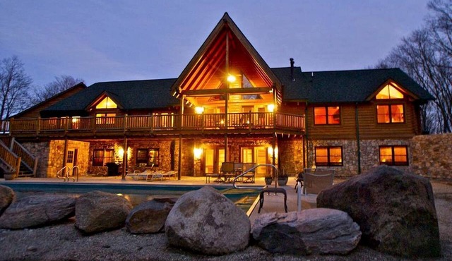 Luxurious Cabin Retreat with Heated Pool and Scenic Creek Views in Wayne Township, IN
