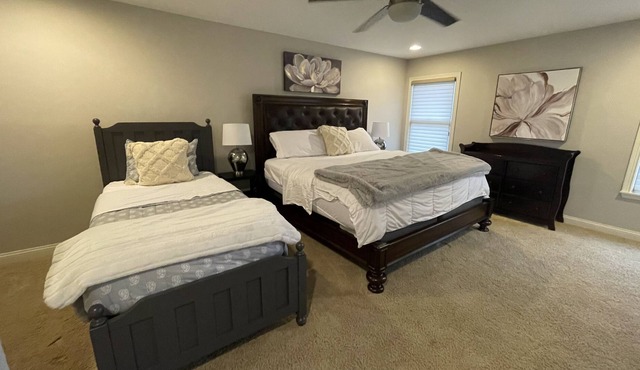 Master bedroom with lake view Fishers