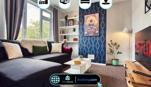 Modern 2 Bed, Sleeps 6 & Free Parking & By Stay Aura Short Term Rental Newcastle
