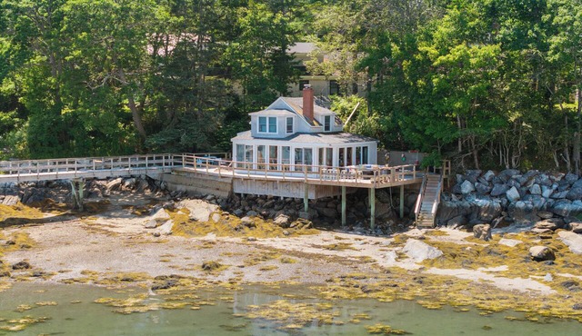 Oceanfront Boathouse on Casco Bay