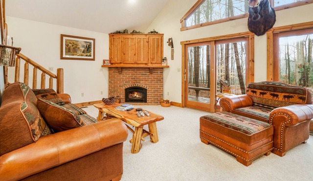 Riverfront home with deck, firepit, two fireplaces, W/D, bar, & two kayaks