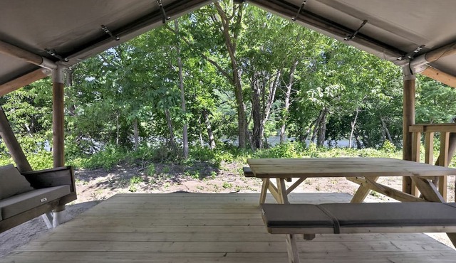 Safari Tent Retreat with Riverfront Deck and Nature Stay in Blacksburg, Virginia