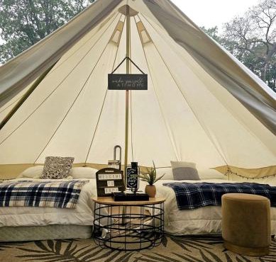 Secluded Waterfront Bell Tent with Picnic Space in Saint Croix Falls, Wisconsin