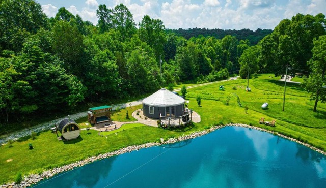 Secluded Waterfront Yurt with Wood-Fired Sauna near French Lick