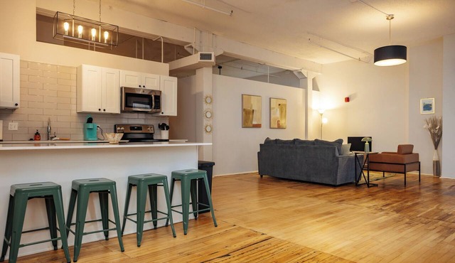 Spacious Industrial Loft Walk to Everything