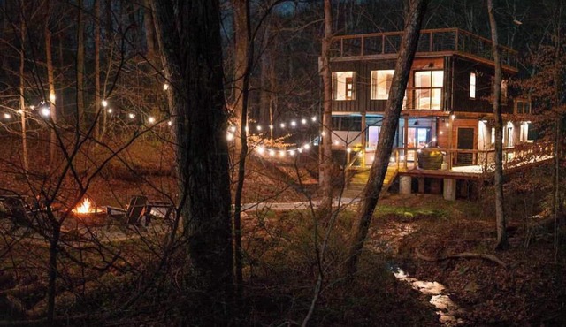 Unique Retreat on Creek with Hot Tub and Games