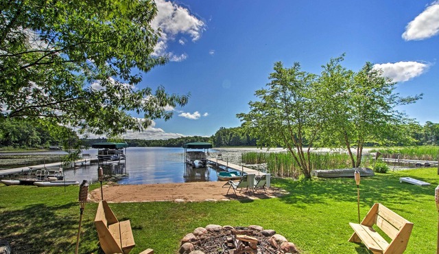 Waterfront Getaway w/ Beach, Paddle Boat, Fire Pit